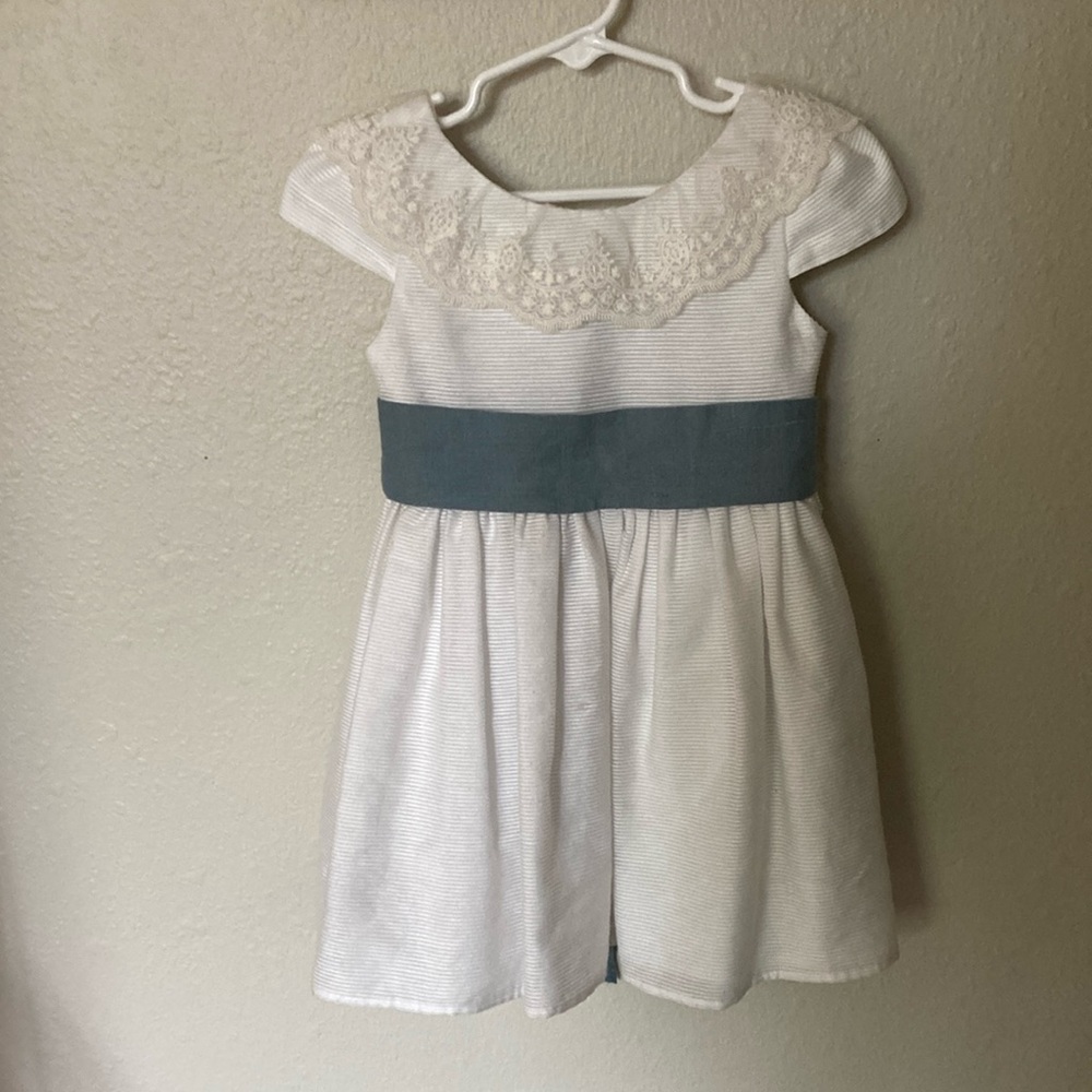 Charming White and Blue Kids Dress